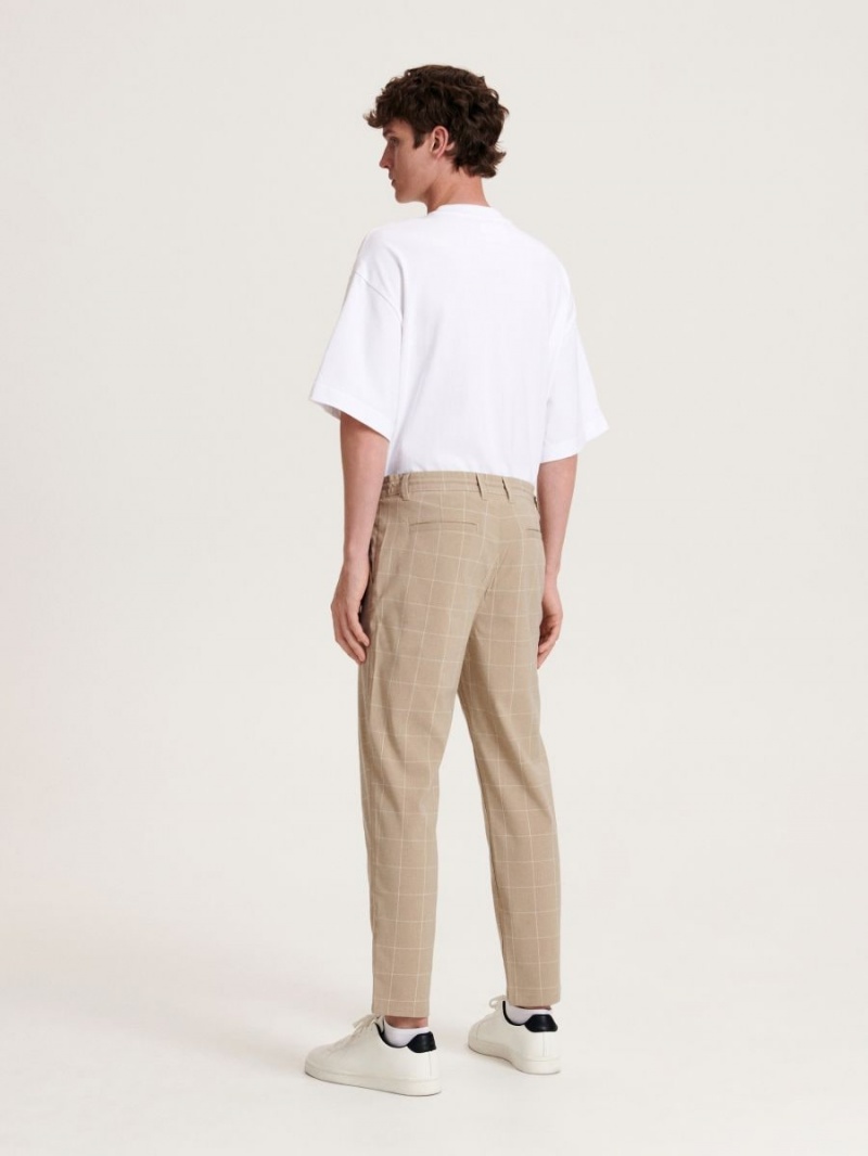 Reserved Carrot slim trousers Beżowe | IVDHLQO-83