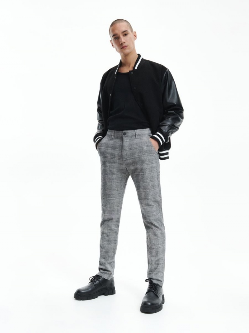 Reserved Check chino trousers Głęboka Szare | RUGZWVJ-43