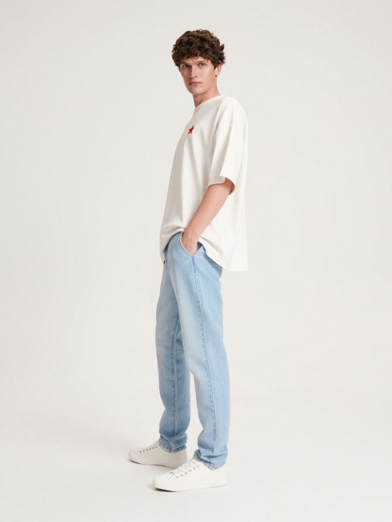 Reserved Chino carrot jeans with wash effect Niebieskie | CYXEUDL-92