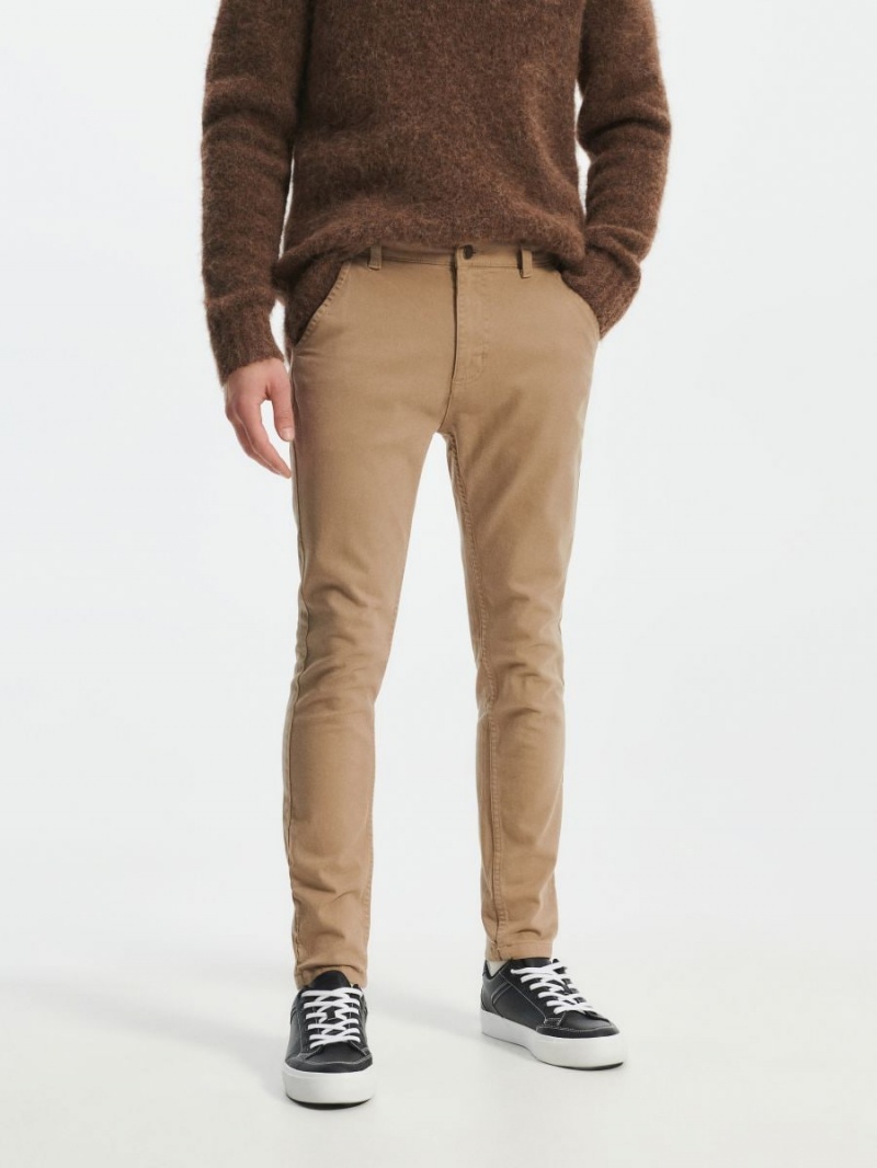 Reserved Chino slim fit trousers Beżowe | NWZURMH-51