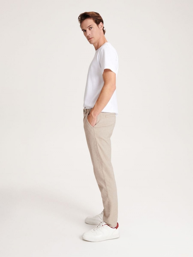 Reserved Chino slim trousers Beżowe | UJCDQKM-95