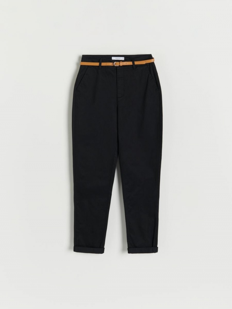 Reserved Chino trousers with belt Czarne | GZESFVY-91