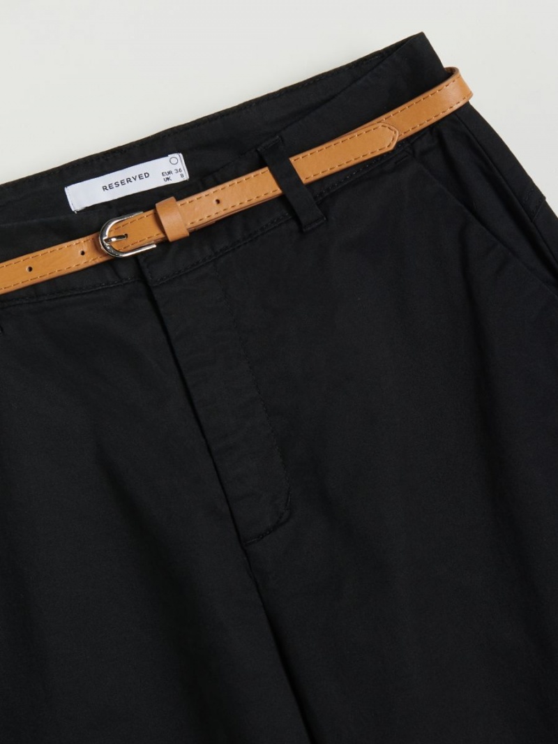 Reserved Chino trousers with belt Czarne | GZESFVY-91