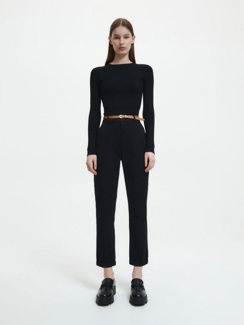 Reserved Chino trousers with belt Czarne | GZESFVY-91