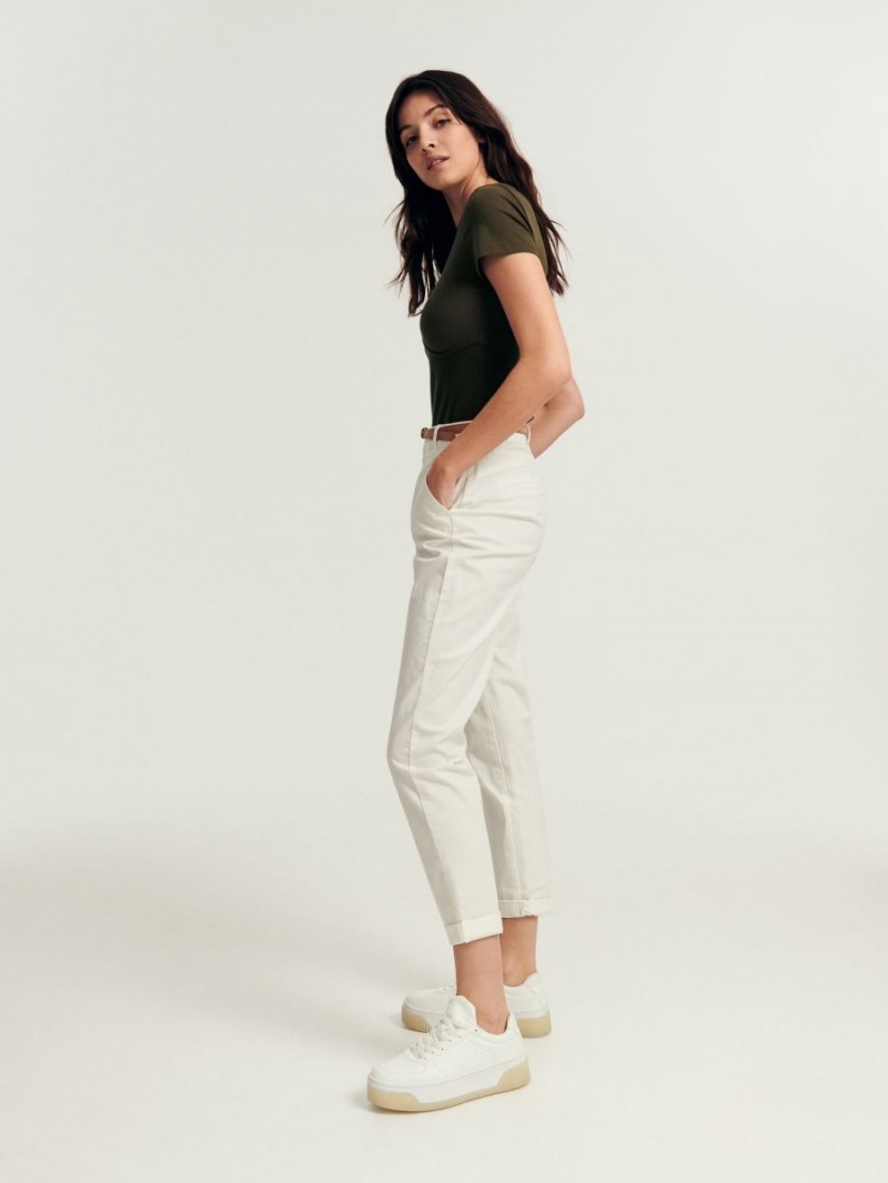 Reserved Chino trousers with belt Ivory | RMPDCQG-39