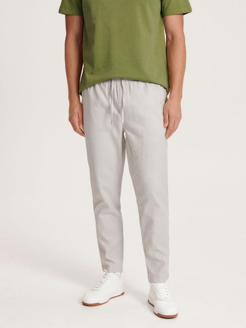 Reserved Chino trousers with linen blend Głęboka Szare | SWULQTE-64