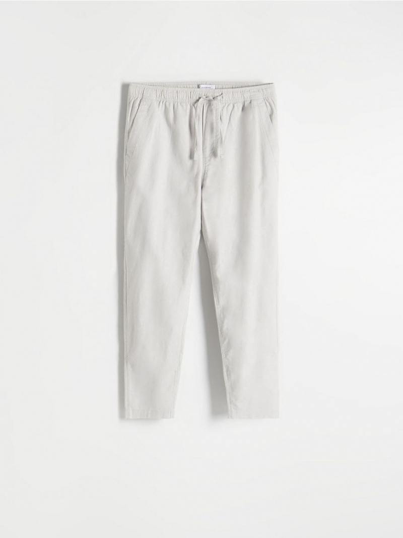 Reserved Chino trousers with linen blend Głęboka Szare | SWULQTE-64