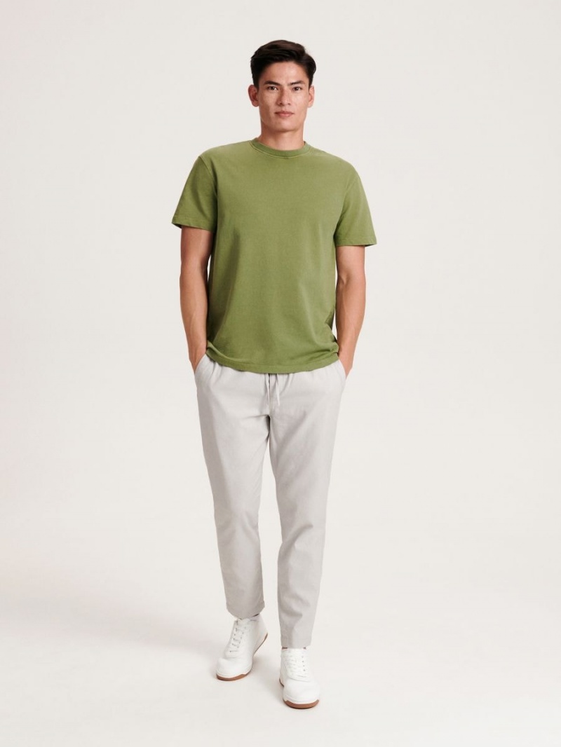 Reserved Chino trousers with linen blend Głęboka Szare | SWULQTE-64