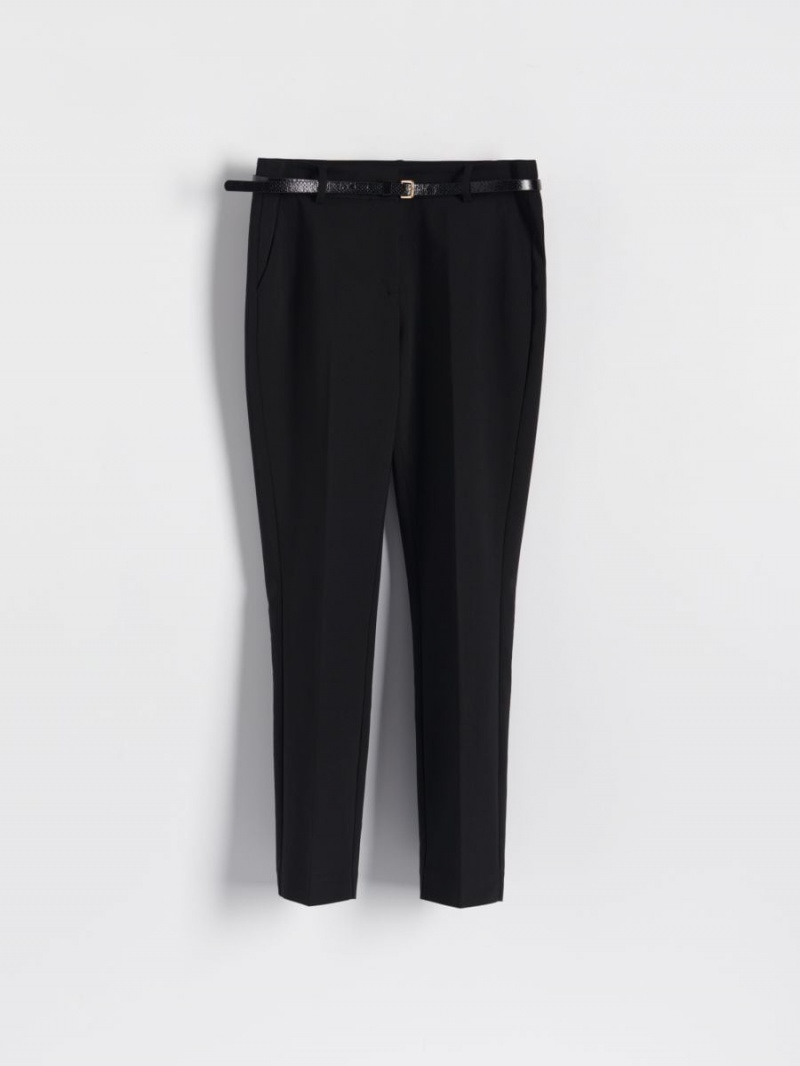 Reserved Cigarette trousers with belt Czarne | AIEPXLH-36