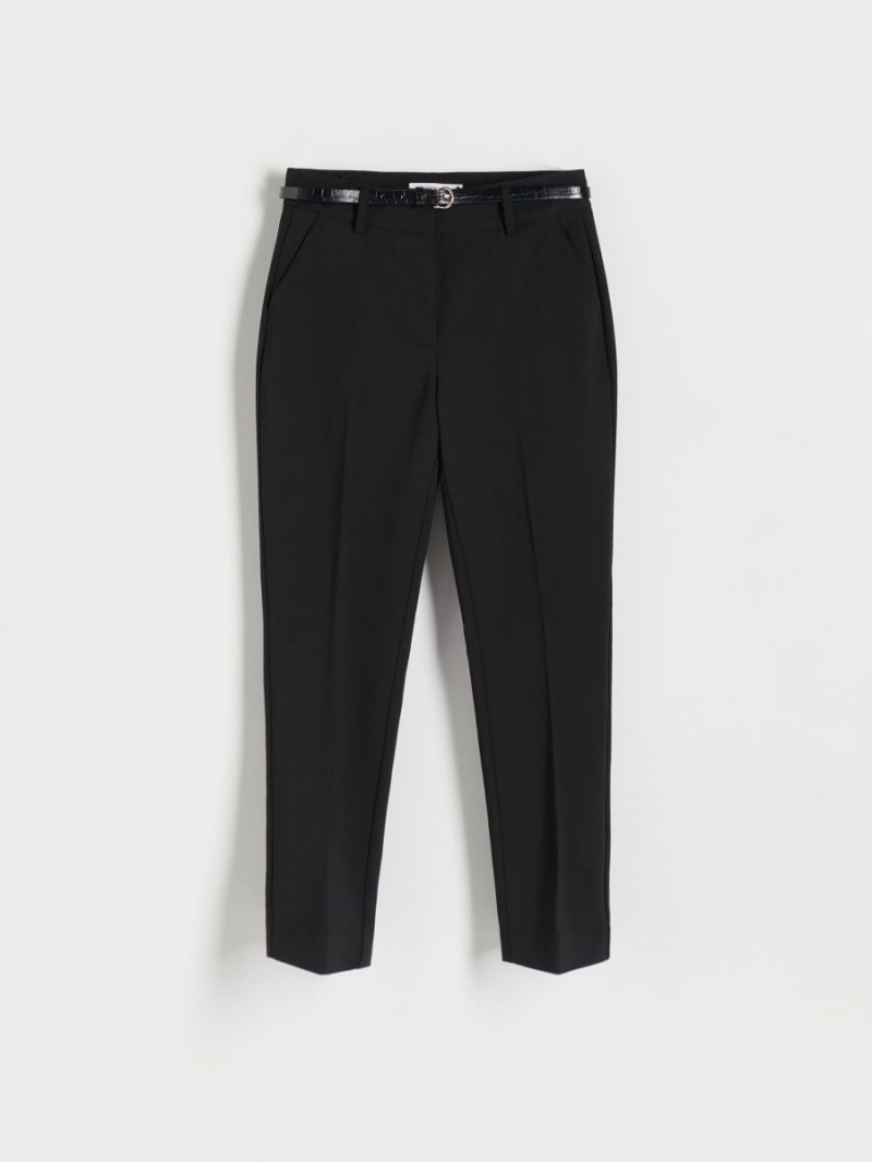 Reserved Cigarette trousers with belt Czarne | JHBIQEM-14