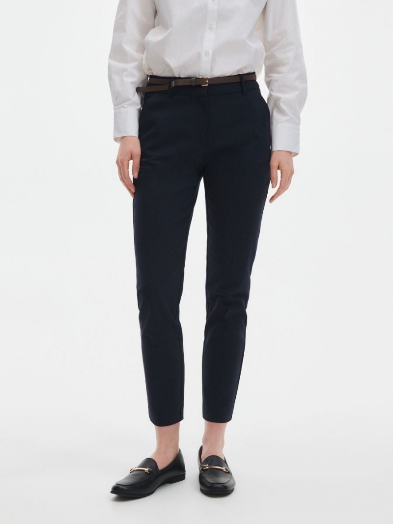 Reserved Cigarette trousers with belt Granatowe | IVRLPNW-59