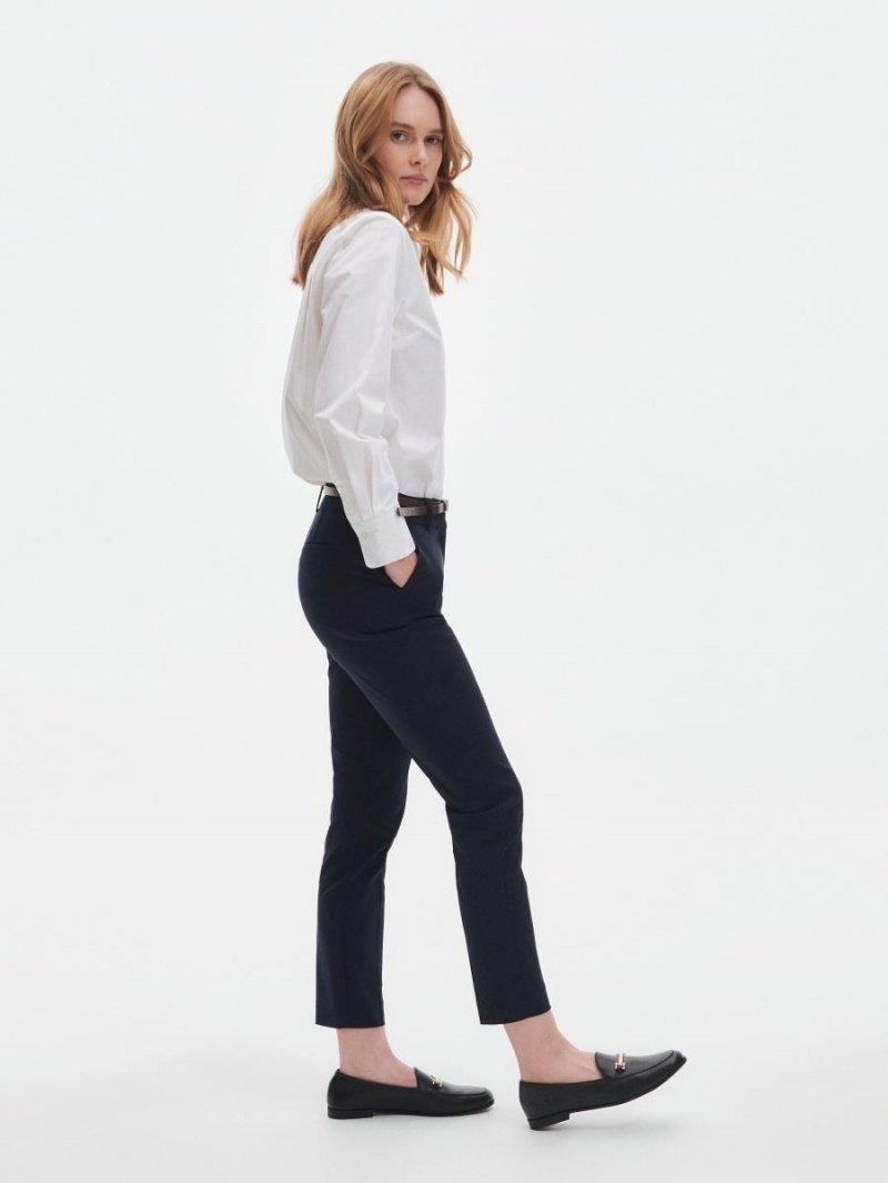 Reserved Cigarette trousers with belt Granatowe | IVRLPNW-59