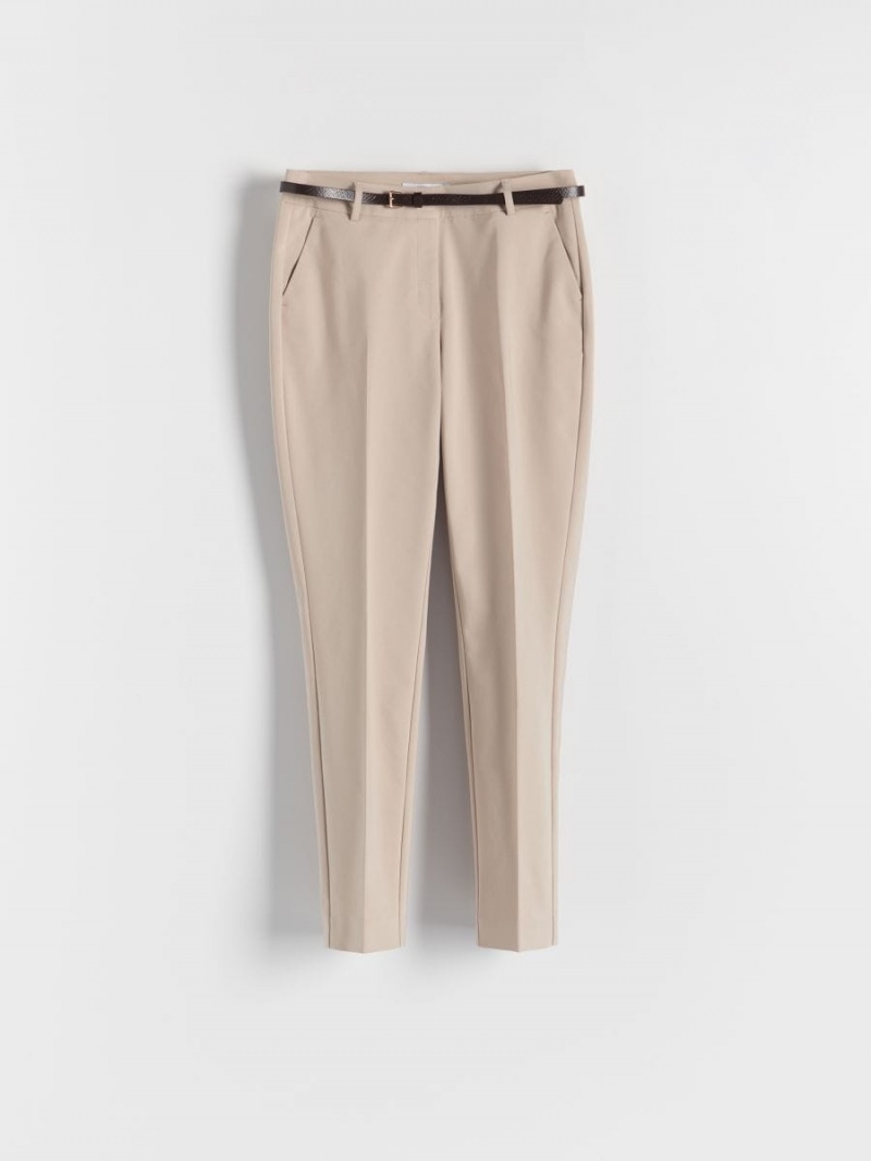 Reserved Cigarette trousers with belt Ivory | BZHLAJV-59