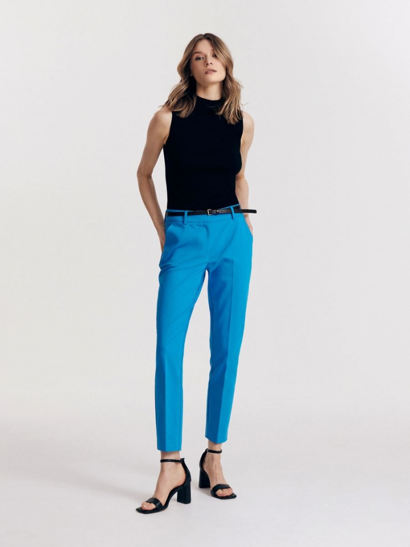 Reserved Cigarette trousers with belt Turkusowe | RDWHOUC-78