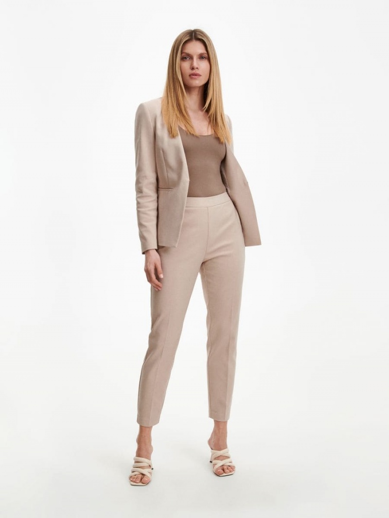 Reserved Cigarette trousers with pressed crease Beżowe | RKLYWAM-23