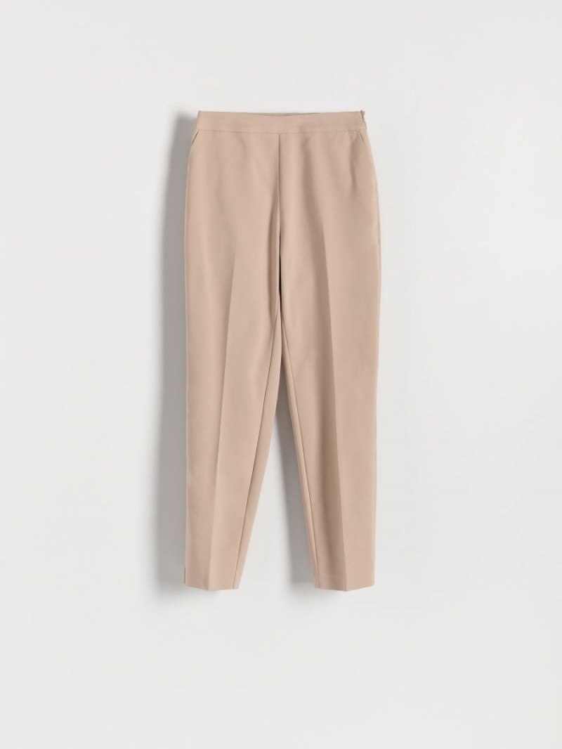 Reserved Cigarette trousers with pressed crease Beżowe | RKLYWAM-23