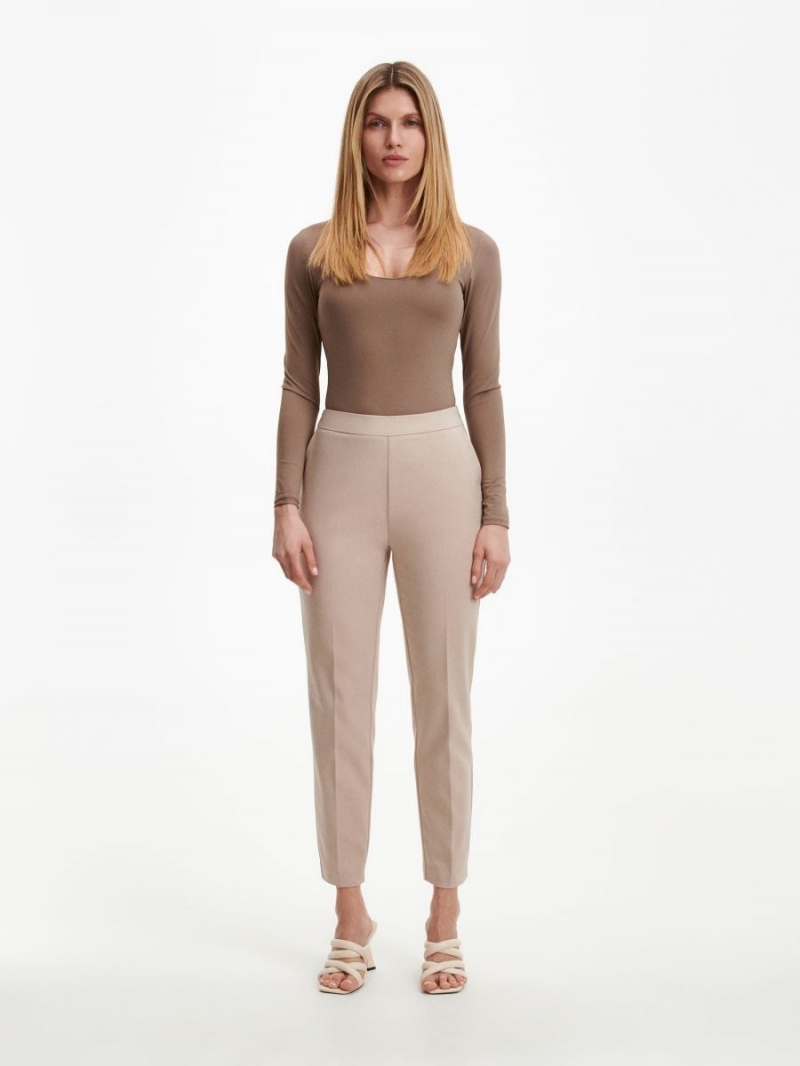 Reserved Cigarette trousers with pressed crease Beżowe | RKLYWAM-23