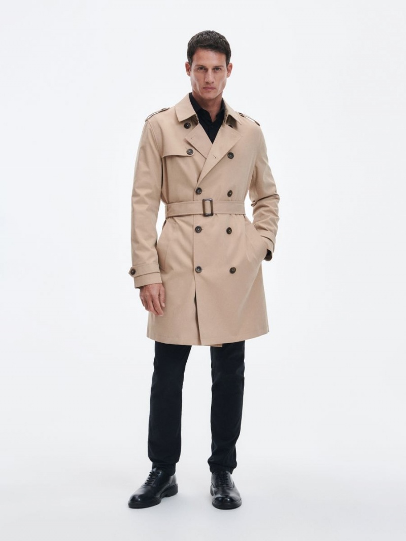 Reserved Coat with belt Beżowe | ZAONCRP-42