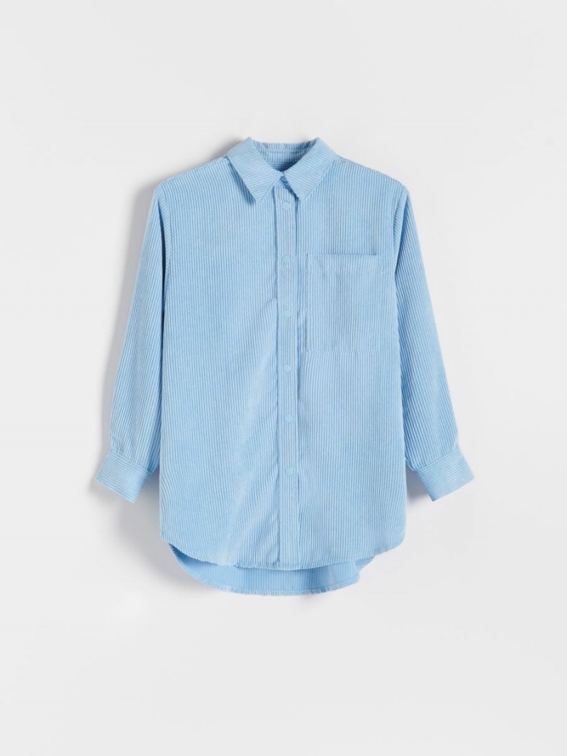 Reserved Corduroy shirt Niebieskie | GTEZNLM-13