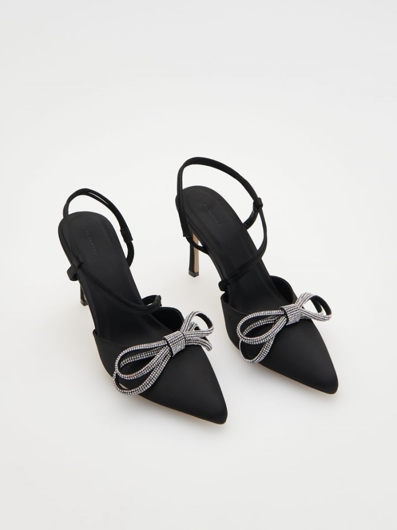 Reserved Court shoes with applique Czarne | RTXPCAQ-19