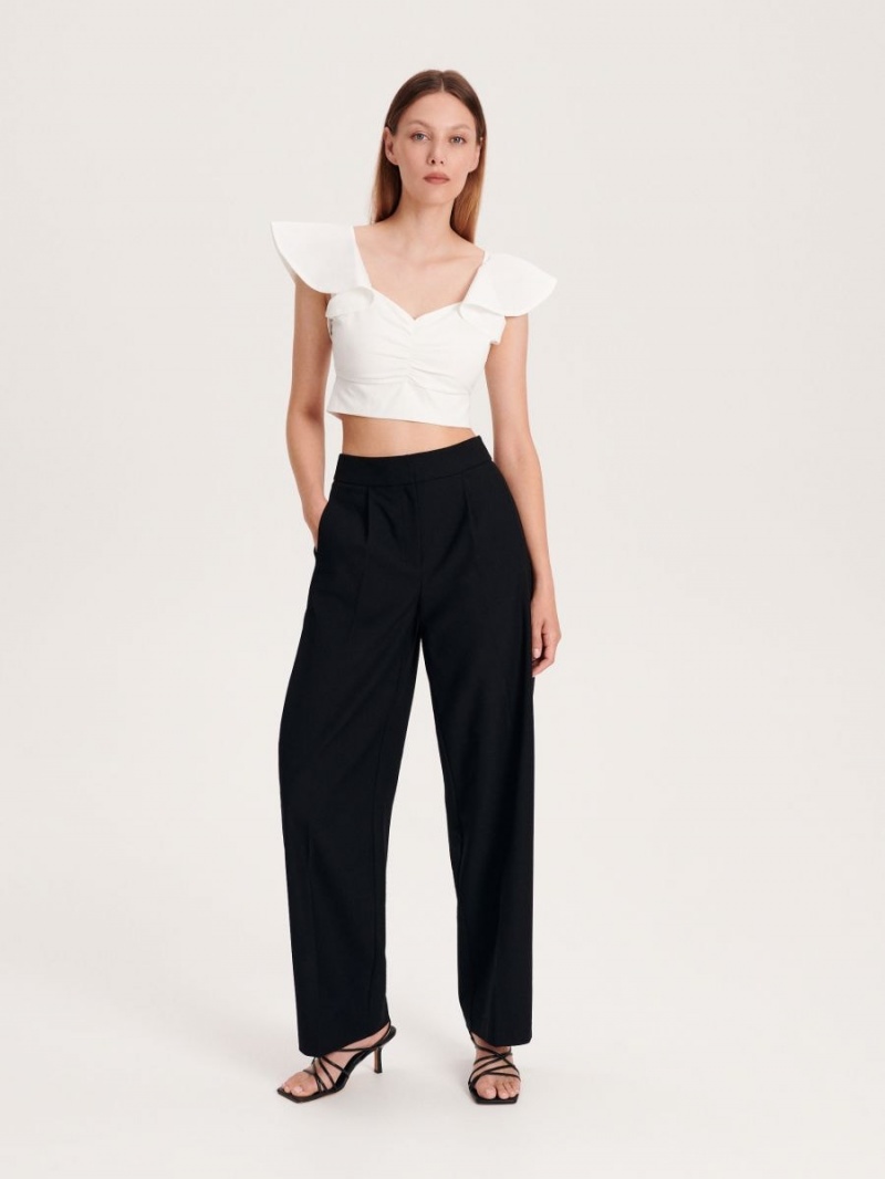 Reserved Crop top with peplum hem Ivory | PTUHXIL-12