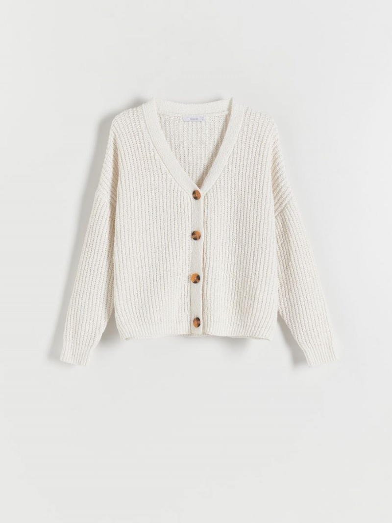 Reserved Cropped cardigan Ivory | NZMRQIC-43