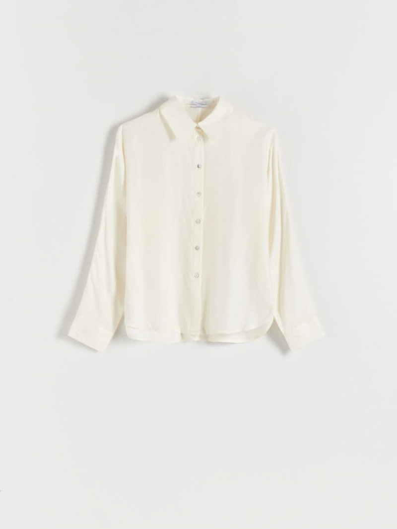 Reserved Cupro rich shirt Ivory | JSFVBZC-05