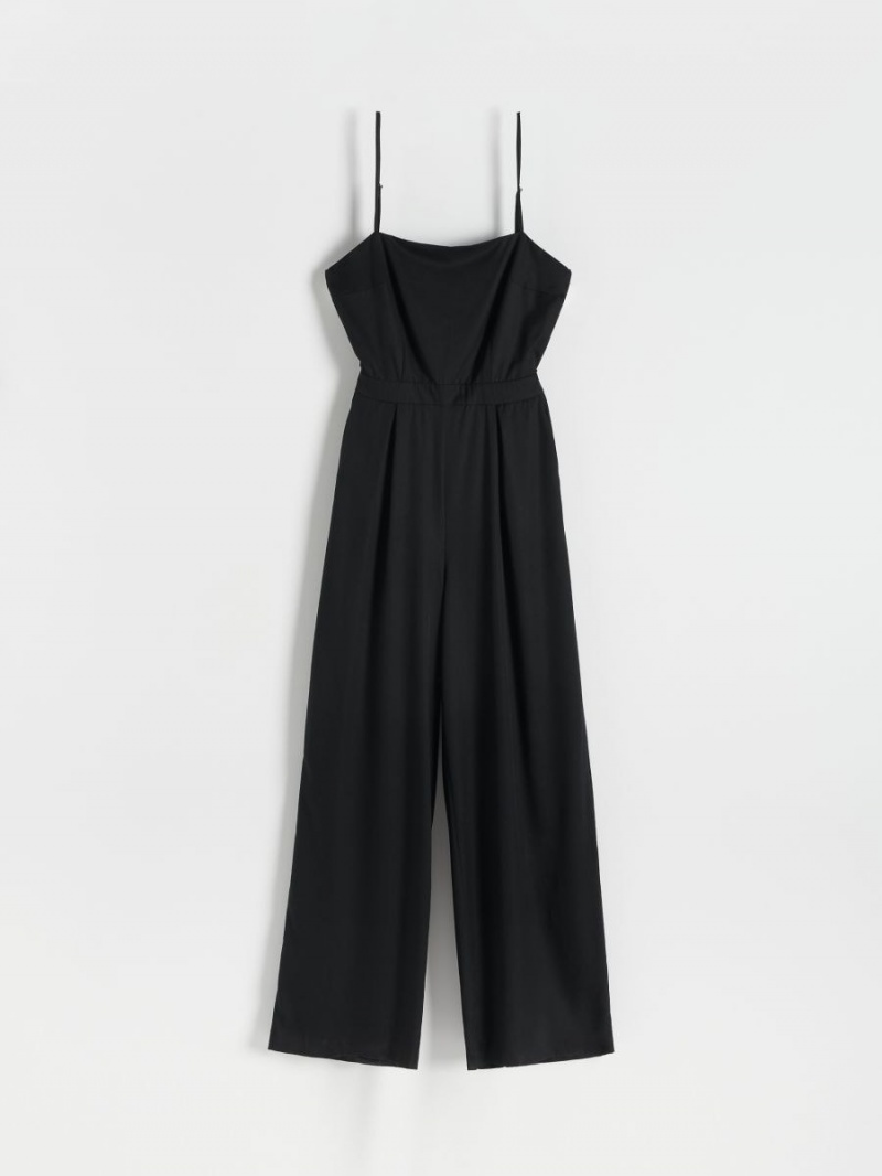 Reserved Cut out back jumpsuit Czarne | TKJLXGM-68