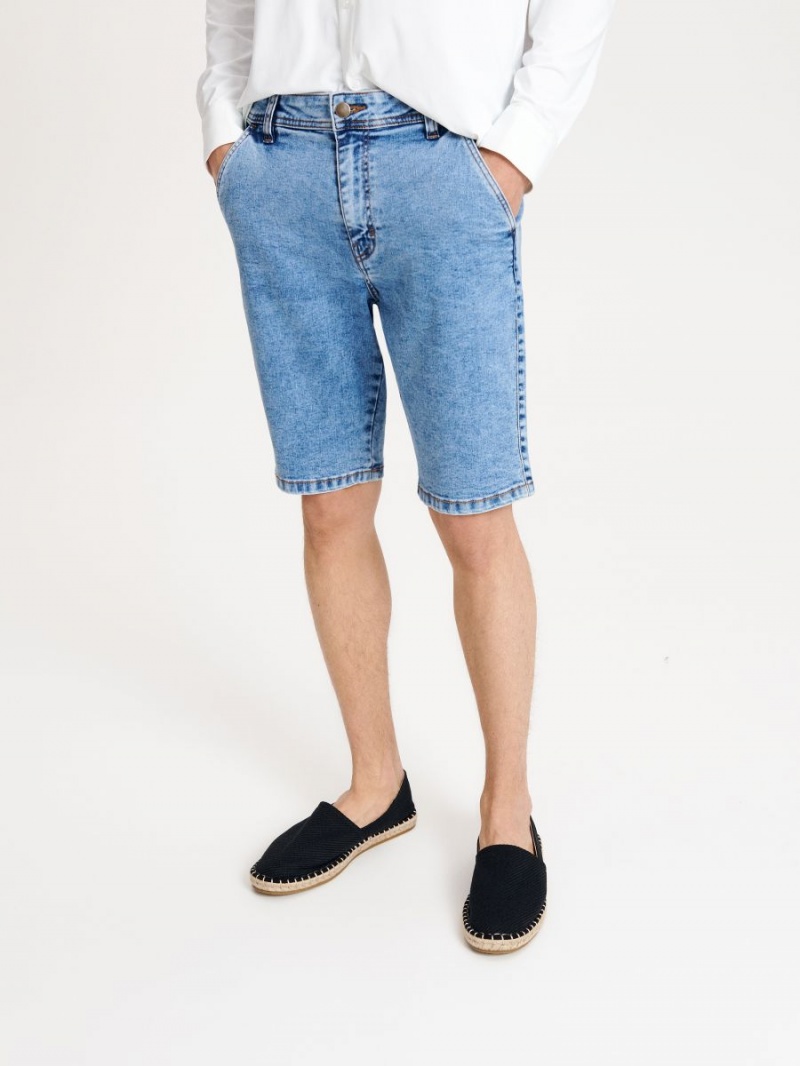 Reserved Denim chino shorts Niebieskie | TJSCBPO-98