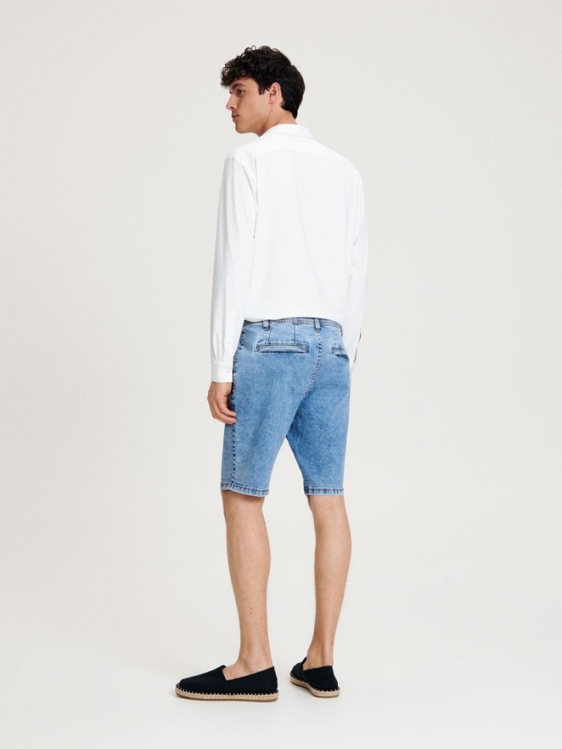 Reserved Denim chino shorts Niebieskie | TJSCBPO-98