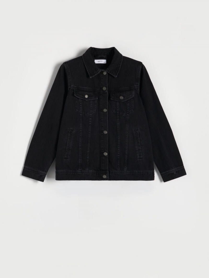 Reserved Denim jacket Czarne | RVHKCJW-36