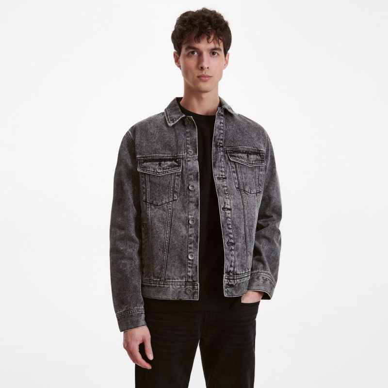 Reserved Denim jacket Głęboka Szare | JPOWHCF-82