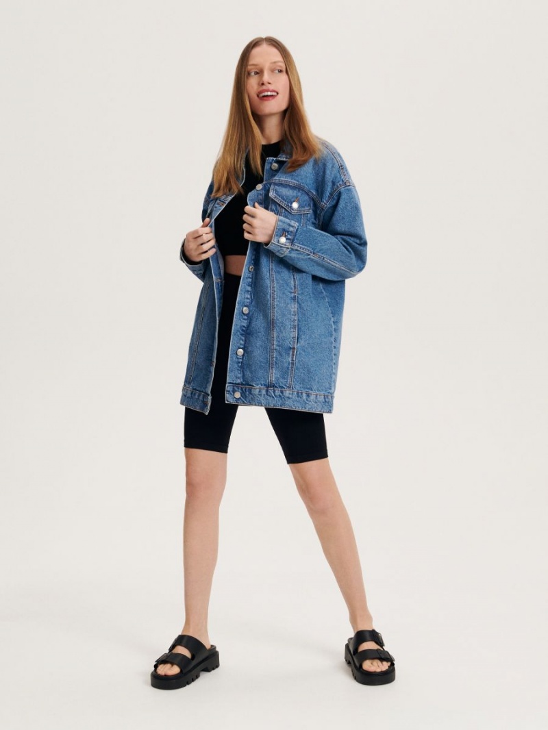 Reserved Denim jacket Niebieskie | IVRFWQJ-12