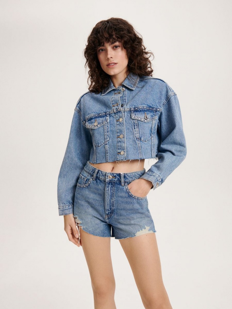 Reserved Denim jacket Niebieskie | TMJAKCV-29