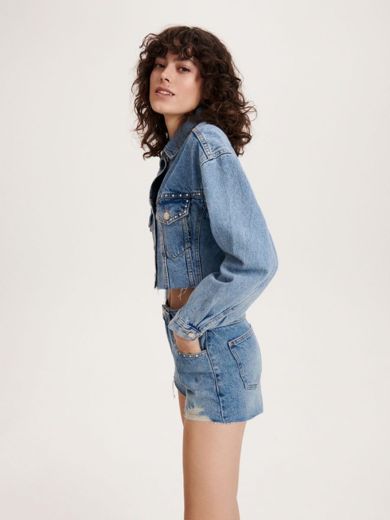 Reserved Denim jacket Niebieskie | TMJAKCV-29