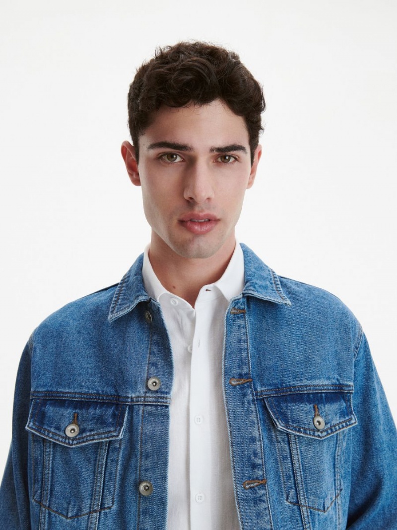 Reserved Denim jacket Niebieskie | WMPVNRL-18