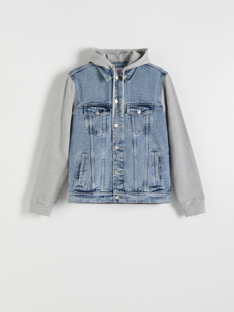 Reserved Denim jacket with hood Niebieskie | WOHUGVE-24