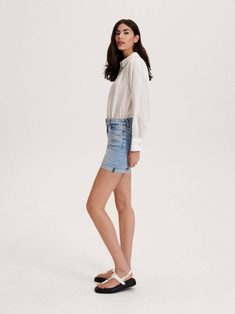 Reserved Denim shorts Niebieskie | QNDBTUV-41