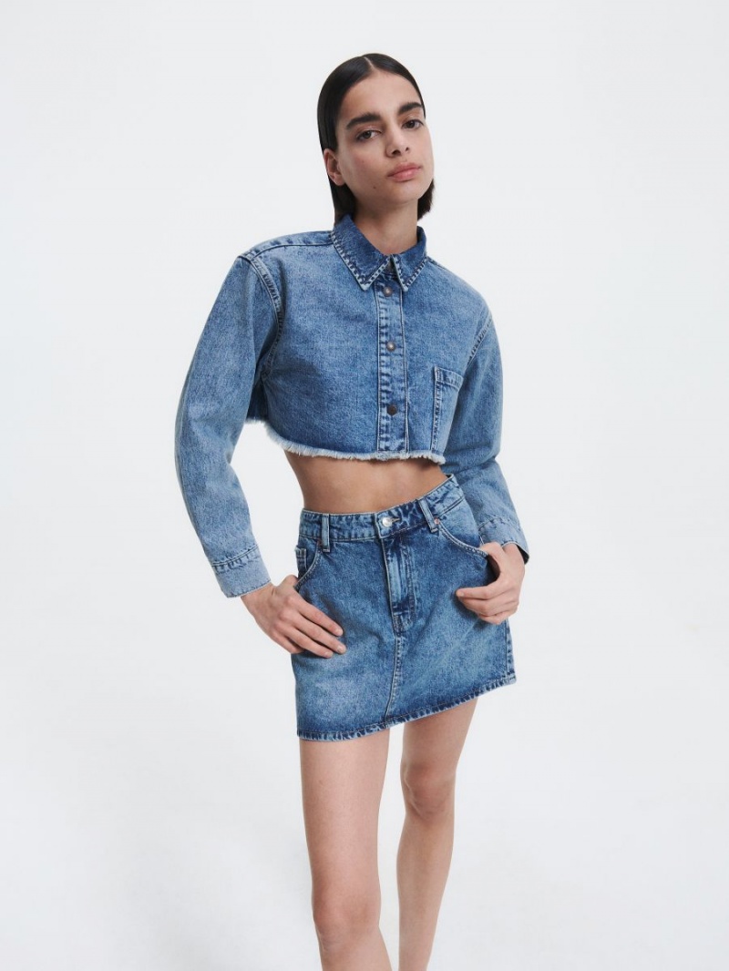 Reserved Denim skirt Niebieskie | HAKSVYQ-05