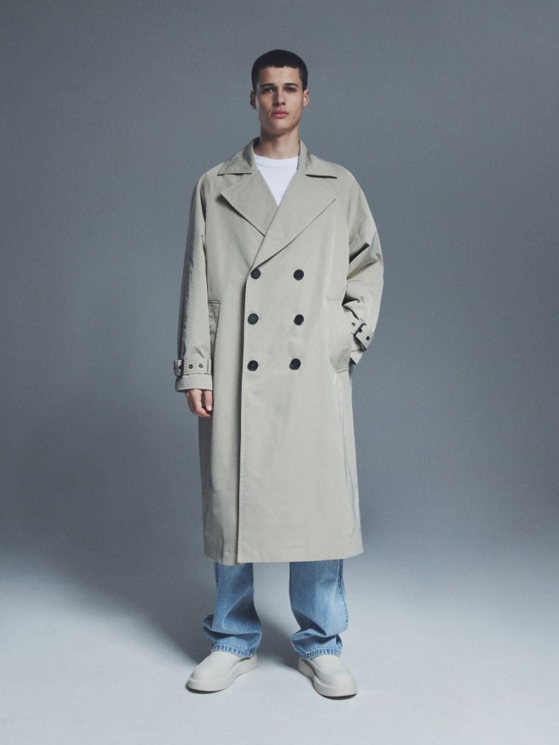 Reserved Double-breasted trench coat Beżowe | RHWKYAE-89