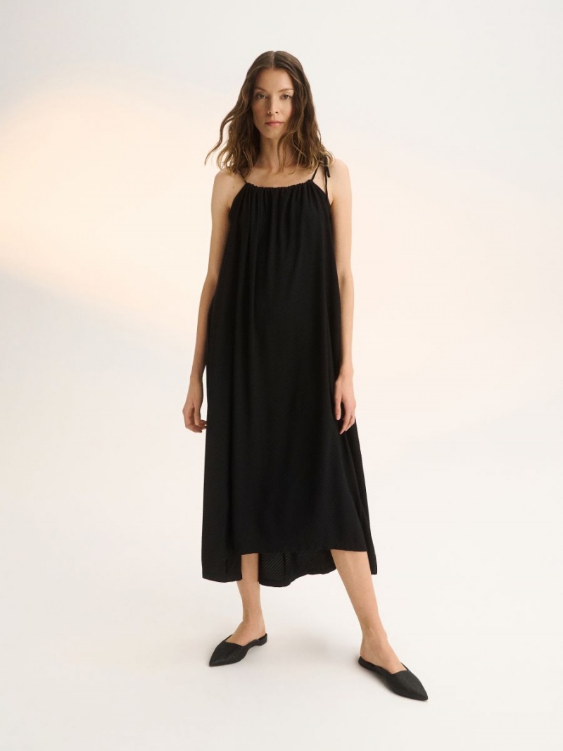 Reserved EcoVero™ rich maxi dress Czarne | AUGTFEQ-12