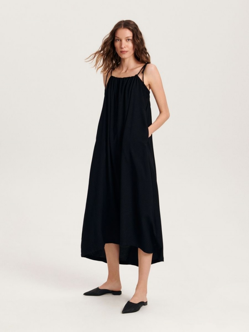 Reserved EcoVero™ rich maxi dress Czarne | AUGTFEQ-12