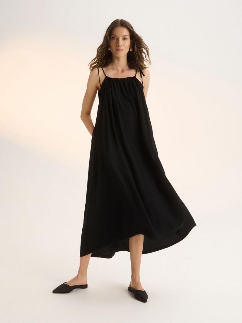 Reserved EcoVero™ rich maxi dress Czarne | AUGTFEQ-12