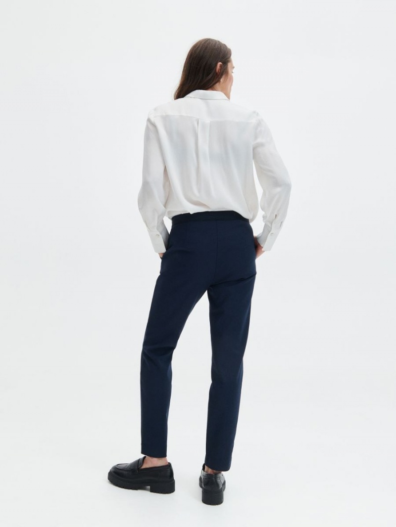 Reserved Elasticated waist trousers Granatowe | YIXLZRU-19