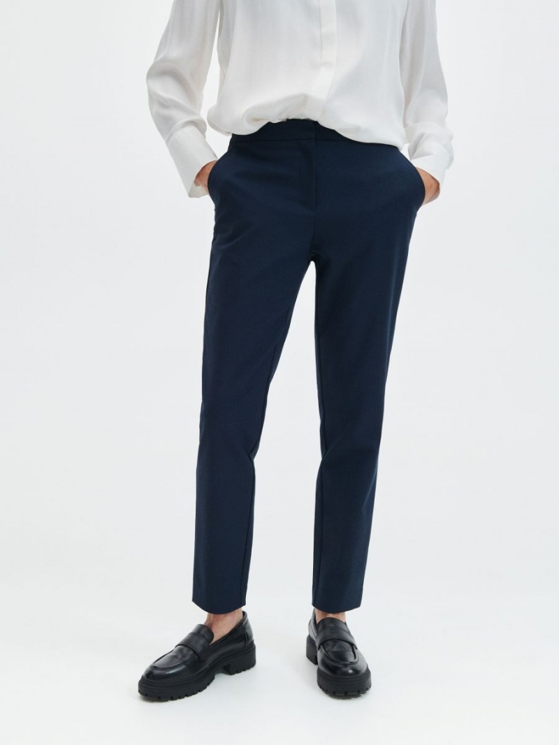 Reserved Elasticated waist trousers Granatowe | YIXLZRU-19