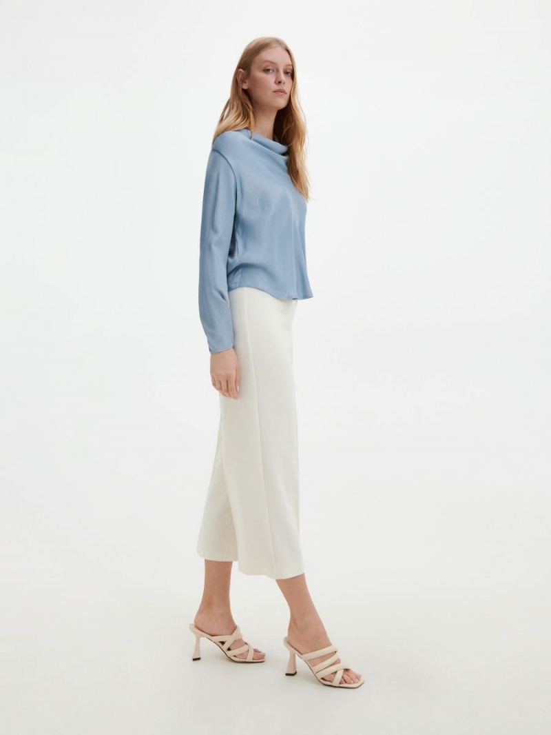 Reserved Elegancki trousers with pressed crease Ivory | XQLFDPV-48