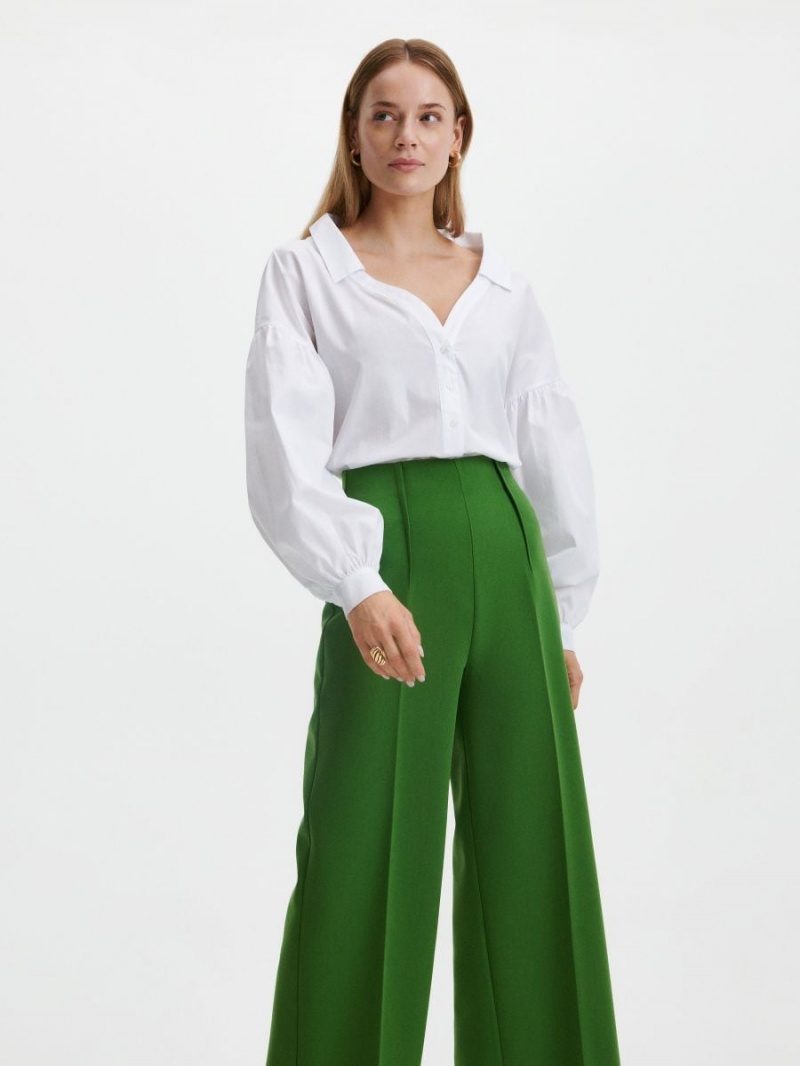 Reserved Elegancki trousers with pressed crease Zielone | XGTQBJK-42