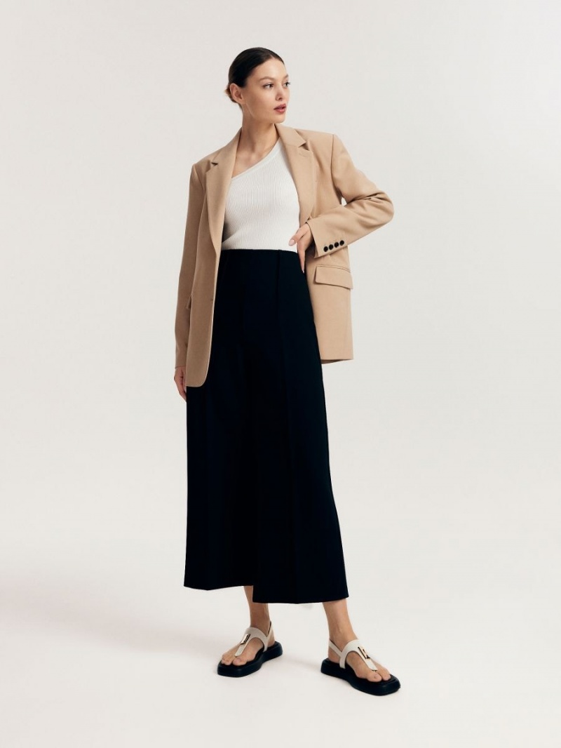 Reserved Elegancki trousers with pressed crease Czarne | NTSUGEM-28