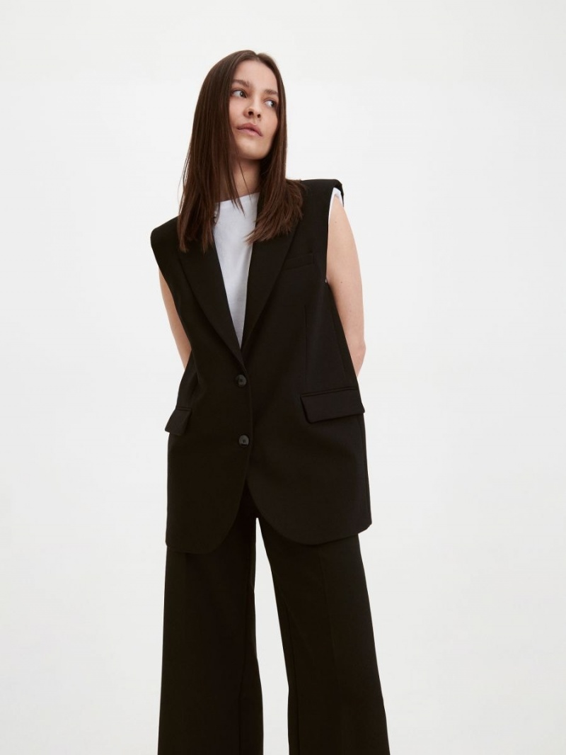 Reserved Elegancki trousers with pressed crease Czarne | BVMZIUW-38