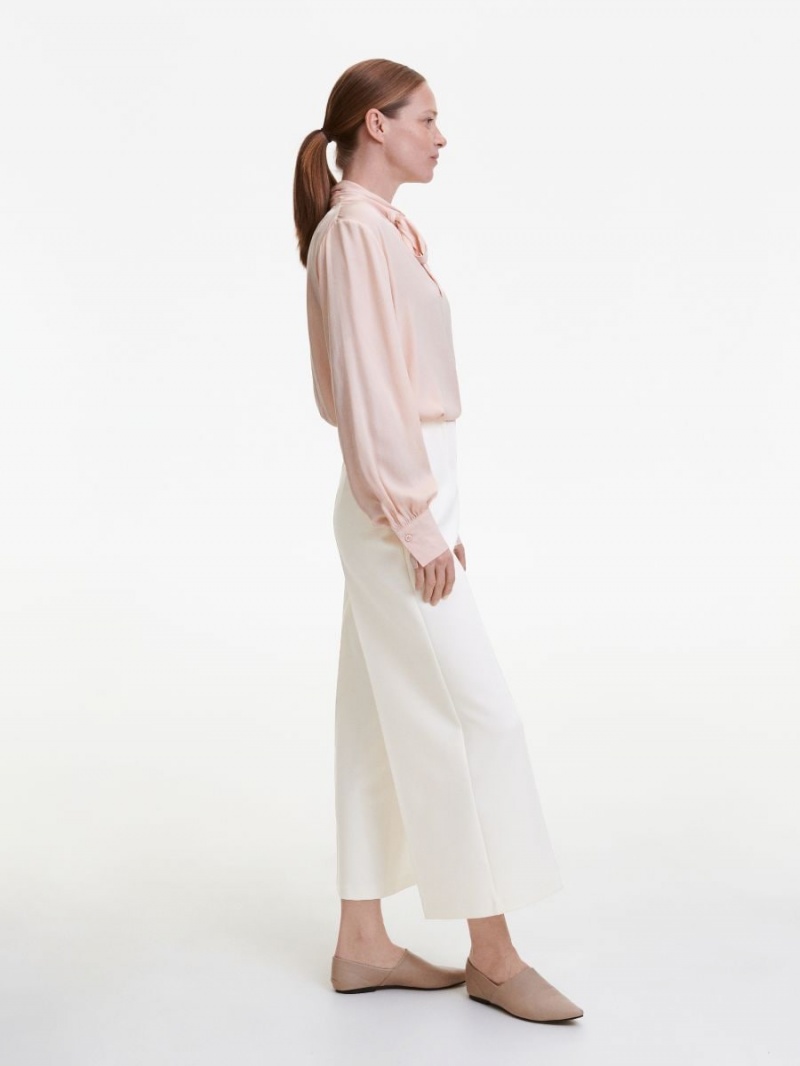 Reserved Elegancki trousers with pressed crease Ivory | JHMPDEF-56